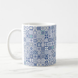 Caneca De Café Azul pastel azulejo marroquino