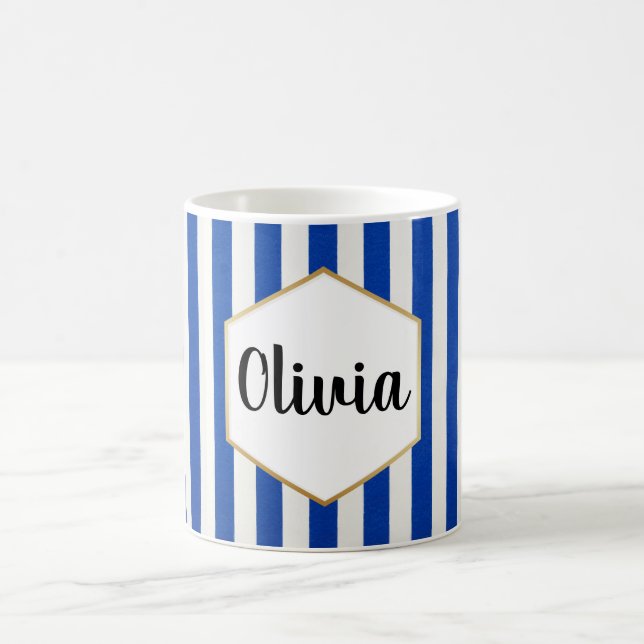Caneca De Café Azul Personalizado e Branco Strike (Centro)