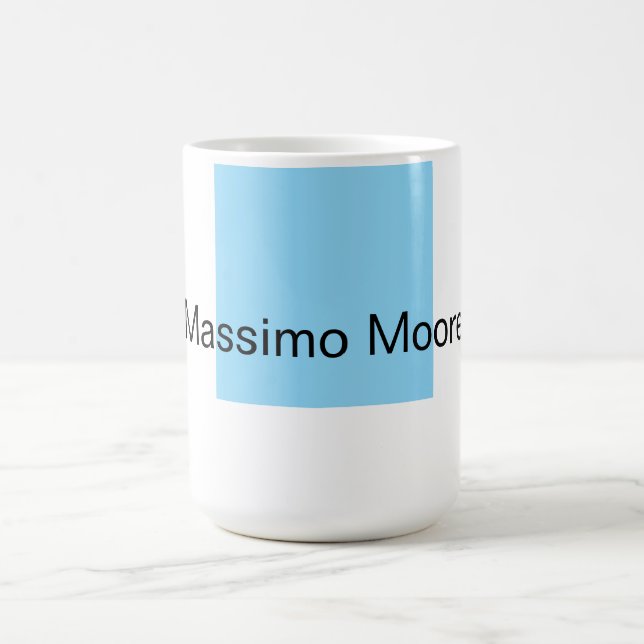 Caneca De Café Azul Preto Branco Simples Elegante Nome Próprio (Centro)