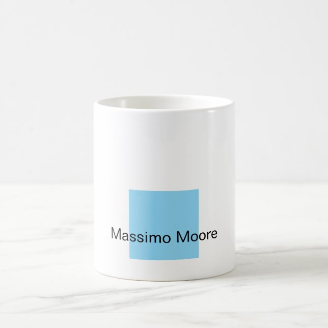 Caneca De Café Azul Preto Branco Simples Elegante Nome Próprio (Centro)