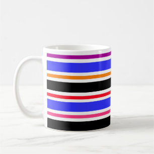 Caneca De Café Azul Preto Multicolorido Cores Listras