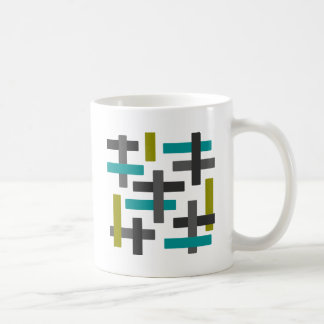 Caneca De Café Azul retro, verde, abstrato do cinza