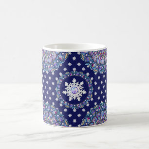 Caneca De Café Azul-rocha e floco de neve