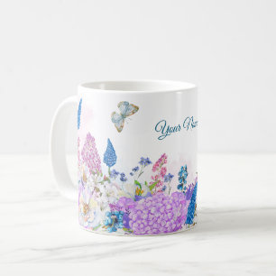 Caneca De Café Azul roxo fresco Floral verão florescente