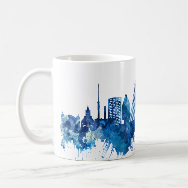 Caneca De Café Azul Skyline de Suiça Basileia (Esquerda)