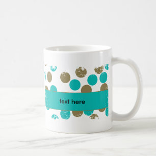 Caneca De Café Azul Teal e Pontos de Tom Borda Distante