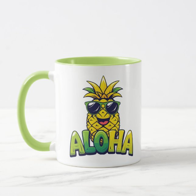 Caneca de Café Azul Turquesa Aloha Pineapple Colle (Esquerda)