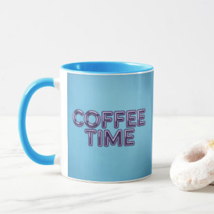 Caneca de Café Azul Turquesa com Texto Roxo