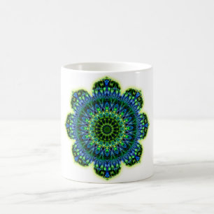 Caneca De Café Azul verde Mandala