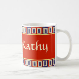 Caneca De Café Azulejo afortunado personalizado de Mahjong da