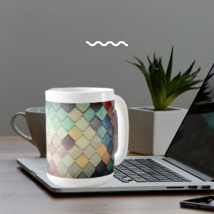 Caneca De Café Azulejo Amarelo Verde, Padrão de Textura de Forma 