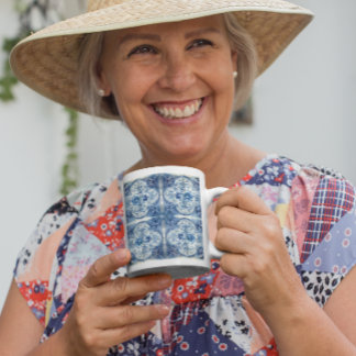 Caneca De Café Azulejo antigo em Delft Blue Mug