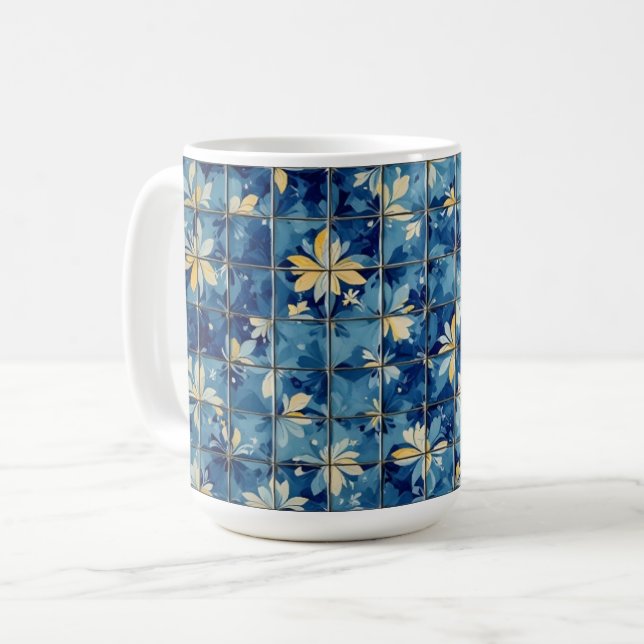 Caneca De Café Azulejo Azul (Frente Esquerda)