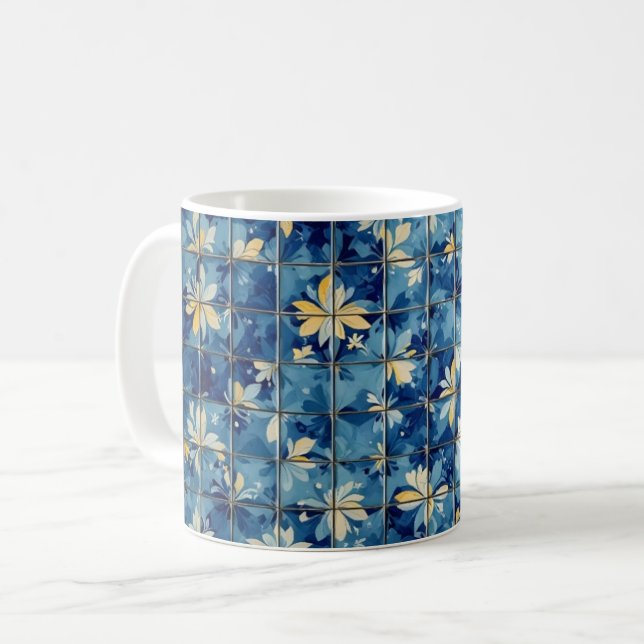 Caneca De Café Azulejo Azul (Frente Esquerda)