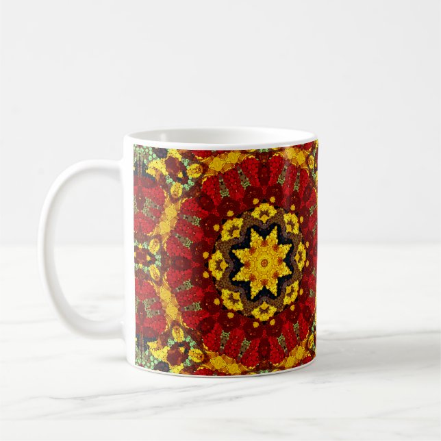 Caneca De Café azulejo caleidoscópico moderno abstrato (Esquerda)