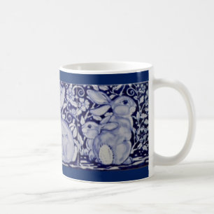 Caneca De Café Azulejo Cerâmico do Dedham Blue & White Rabbit Co