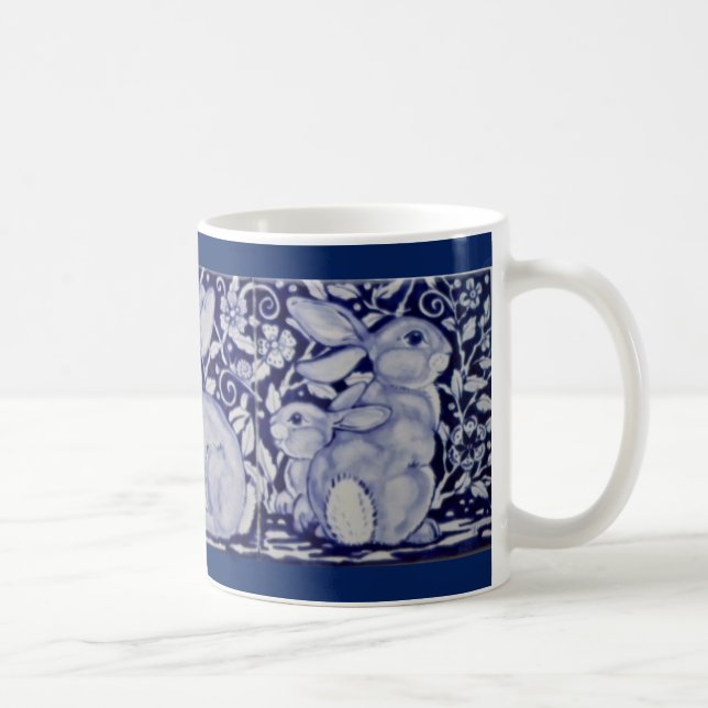 Caneca De Café Azulejo Cerâmico do Dedham Blue & White Rabbit Cof (Direita)