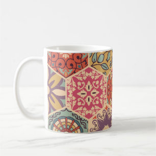 Caneca De Café Azulejo Colorido de Patches Motifs Islâmicos