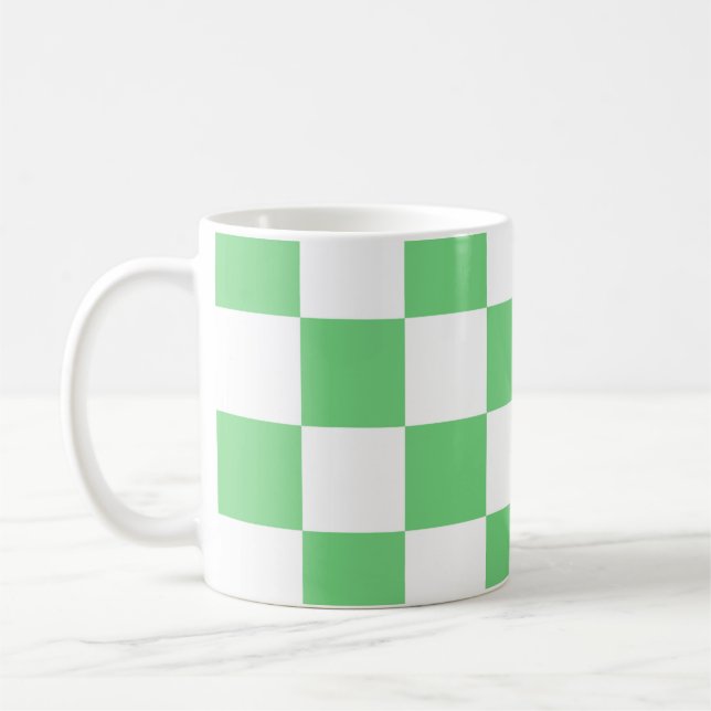 Caneca De Café Azulejo da placa de xadrez verde retrorada Y2K (Esquerda)