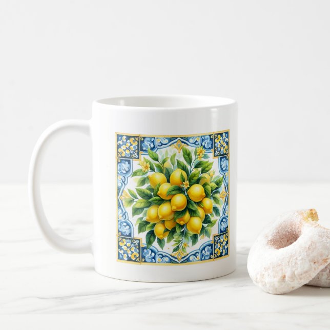 Caneca De Café Azulejo de Limão (Com Donut)