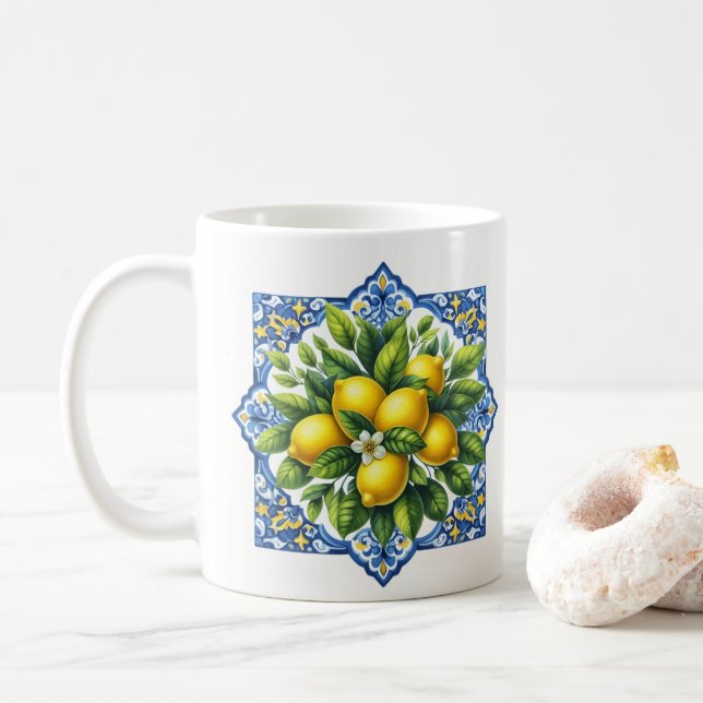 Caneca De Café Azulejo de Limão (Com Donut)