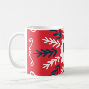 Caneca De Café Azulejo de Natal Folk Doodle Art