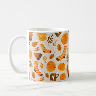Caneca De Café Azulejo de Padrão Ininterrupto do Tema do outono