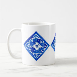 Caneca De Café Azulejo do Cobalto Azul e Branco do Mediterrâneo