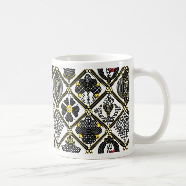Caneca De Café Azulejo Elizabethan Blackwork (Direita)