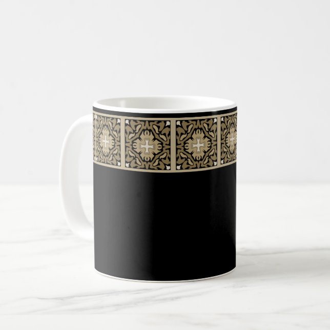 Caneca De Café Azulejo Espanhol Sepia Elegante (Frente Esquerda)