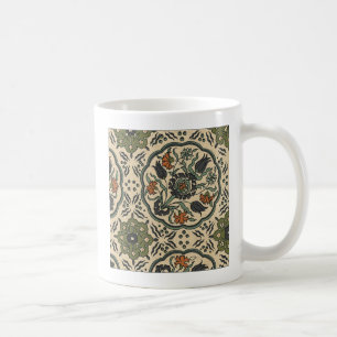 Caneca De Café Azulejo Floral Decorativo