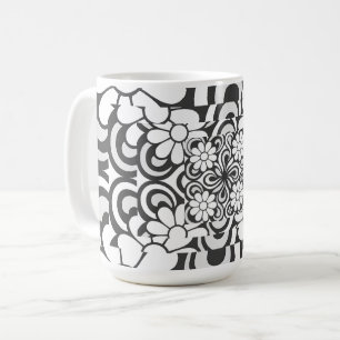 Caneca De Café Azulejo Floral Minimalista