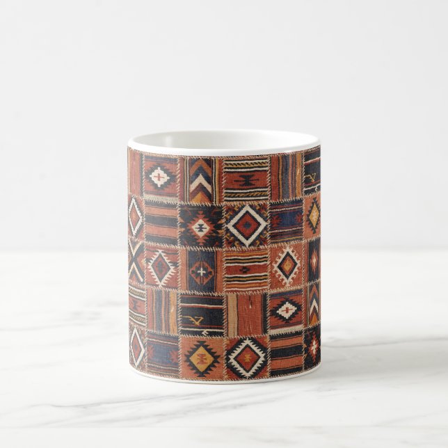 Caneca De Café Azulejo Geométrico Marroquino Azul e Branco (Centro)