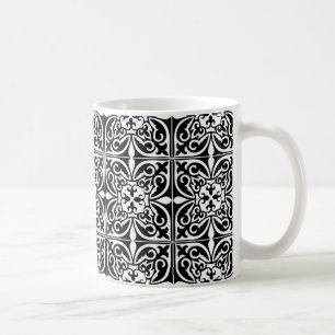 Caneca De Café Azulejo marroquino - preto com fundo branco