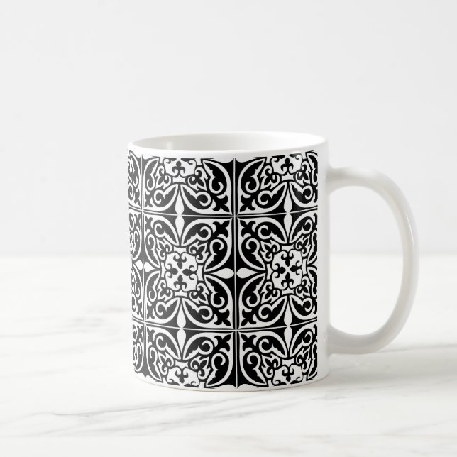 Caneca De Café Azulejo marroquino - preto com fundo branco (Direita)
