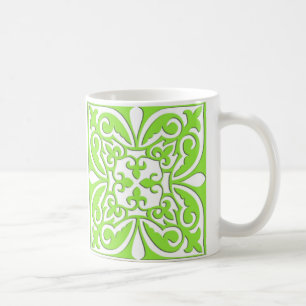Caneca De Café Azulejo marroquino - verde limão e branco