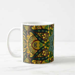 Caneca De Café Azulejo mehndi design de traição sem costura. Apel