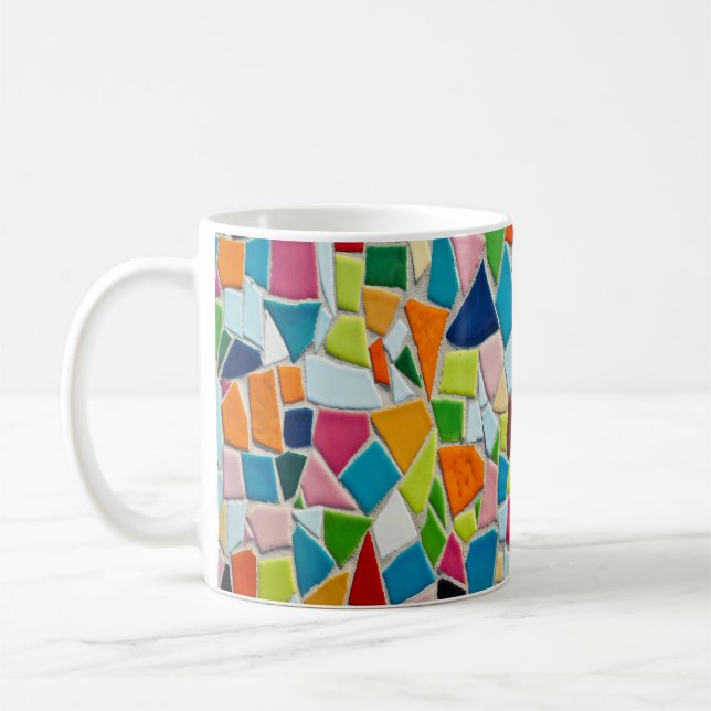 Caneca De Café Azulejo Mosaico Simulado Colorido (Esquerda)
