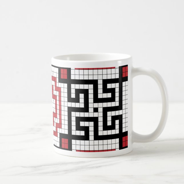 Caneca De Café Azulejo preto branco e vermelho sem emenda estilo  (Direita)