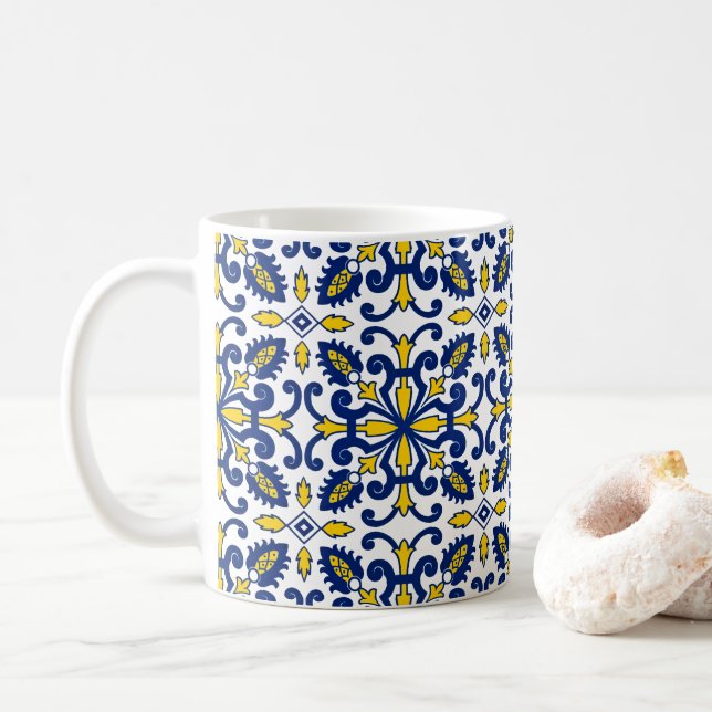 Caneca De Café Azulejo Tradicional Azulejo Nikea Português Sem Co (Com Donut)