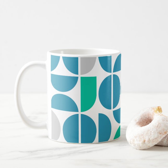 Caneca De Café Azulejos Aquáticos de meio século (Com Donut)