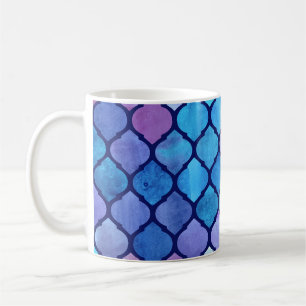 Caneca De Café Azulejos árabes geométricos com Abstrato de Aquare