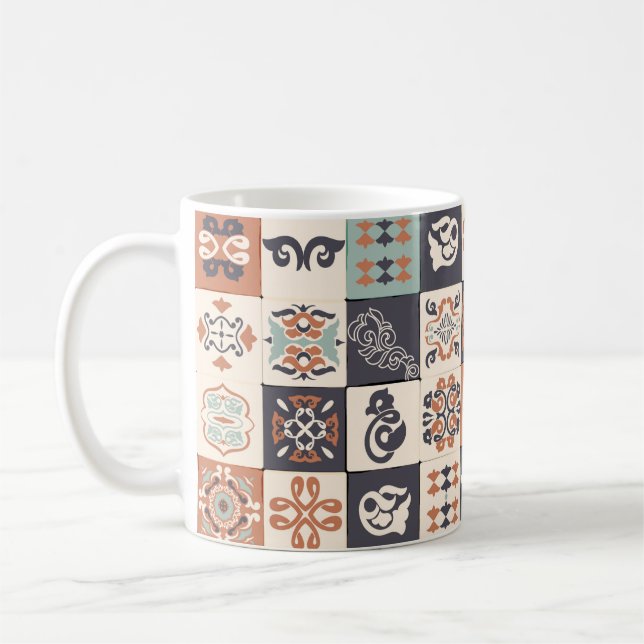 Caneca De Café Azulejos, Azulejos, cor de laranja, lisb (Esquerda)