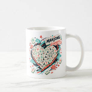 Caneca De Café Azulejos Coloridos de Mahjong Design de Noite de J