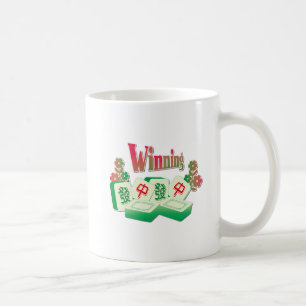 Caneca De Café Azulejos da Sorte do Mahjong Vencedor Desenho Flor