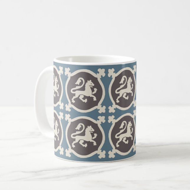 Caneca De Café Azulejos de Leão Medieval (Frente Esquerda)