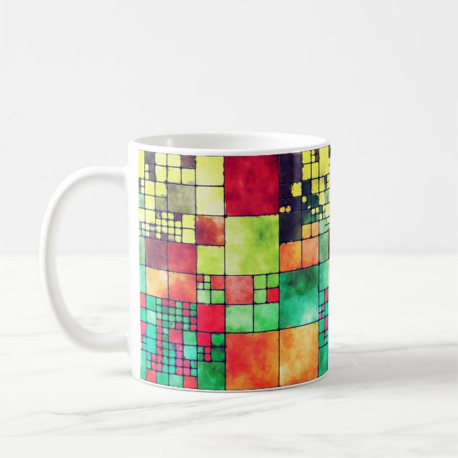 Caneca De Café Azulejos de outono de Abstrato (Esquerda)
