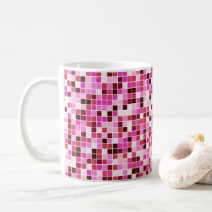 Caneca De Café Azulejos de piscina, Azulejos de mosaico cor-de-ro