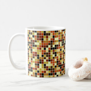Caneca De Café Azulejos de Piscina, Azulejos Mosaico Marrom, Padr
