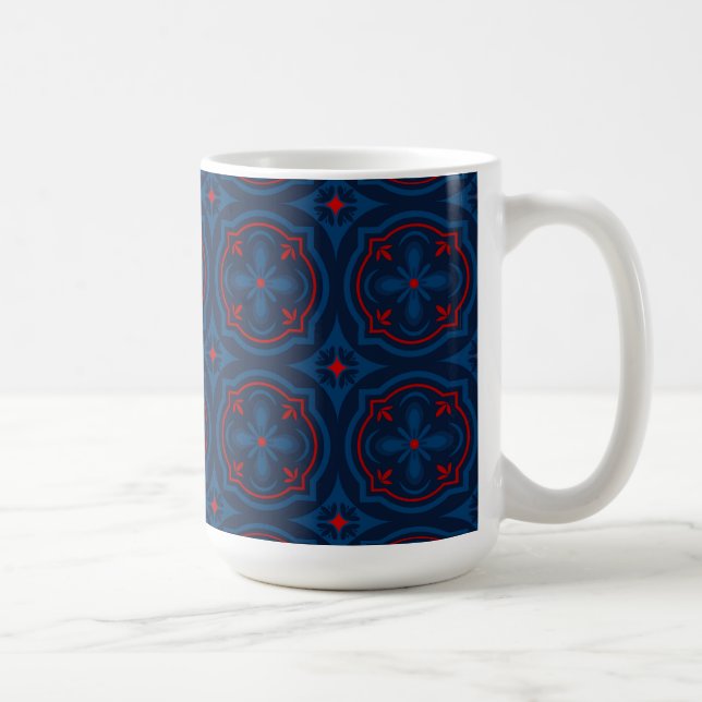 Caneca De Café Azulejos decorativos padrão floral  (Direita)
